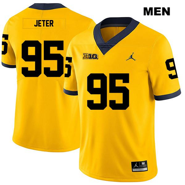 Men's NCAA Michigan Wolverines Donovan Jeter #95 Yellow Jordan Brand Authentic Stitched Legend Football College Jersey CL25R03JD